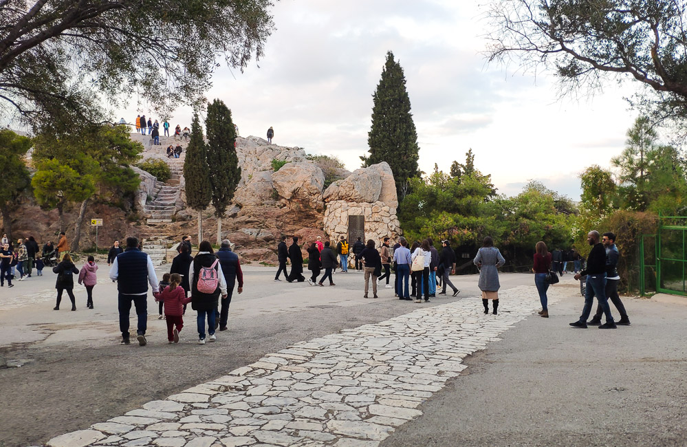 A view of the public area at the base of the Areopagus Hill.