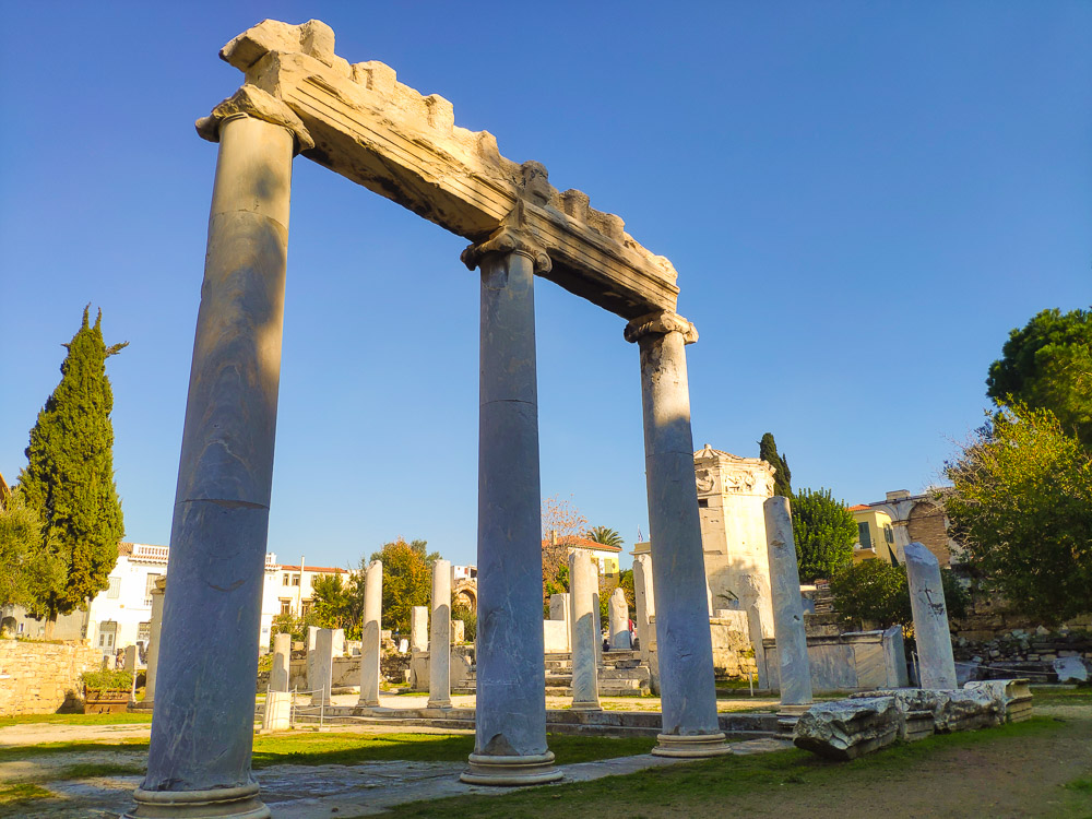 Image showing a reconstructed portion of the colonnades of the peristyle at the Roman Agora of Athens.