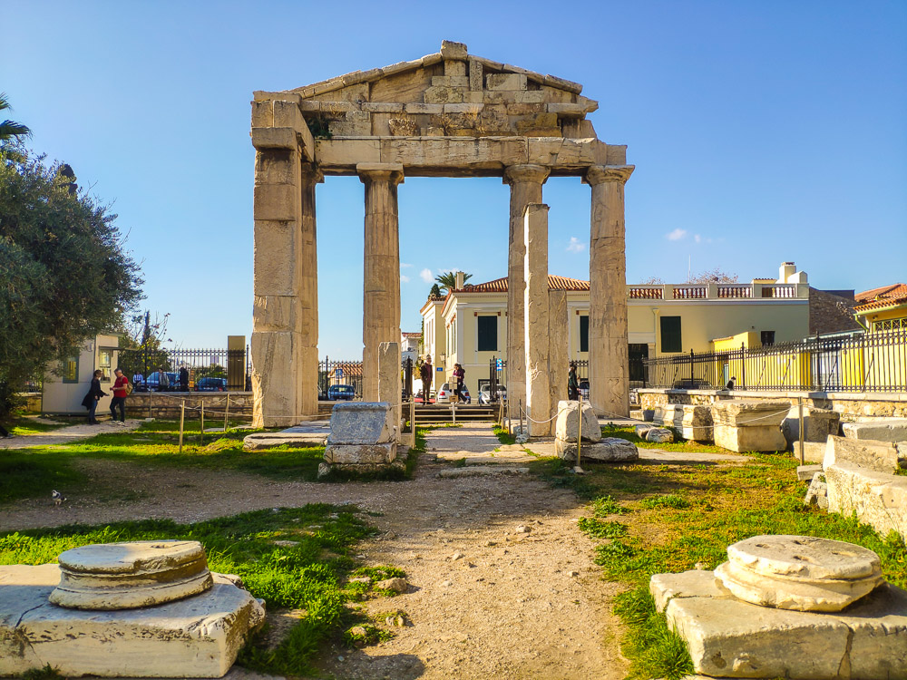 Image showing the Gate of Athena Archegetis as viewed from within the site of the Roman Agora of Athens.